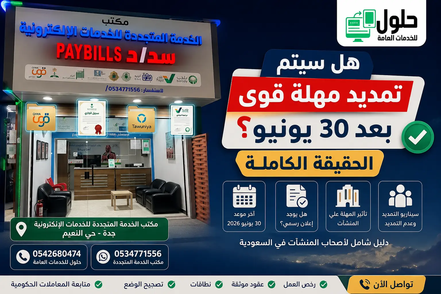 هل سيتم تمديد مهلة قوى بعد 30 يونيو 2026 لأصحاب المنشآت في جدة