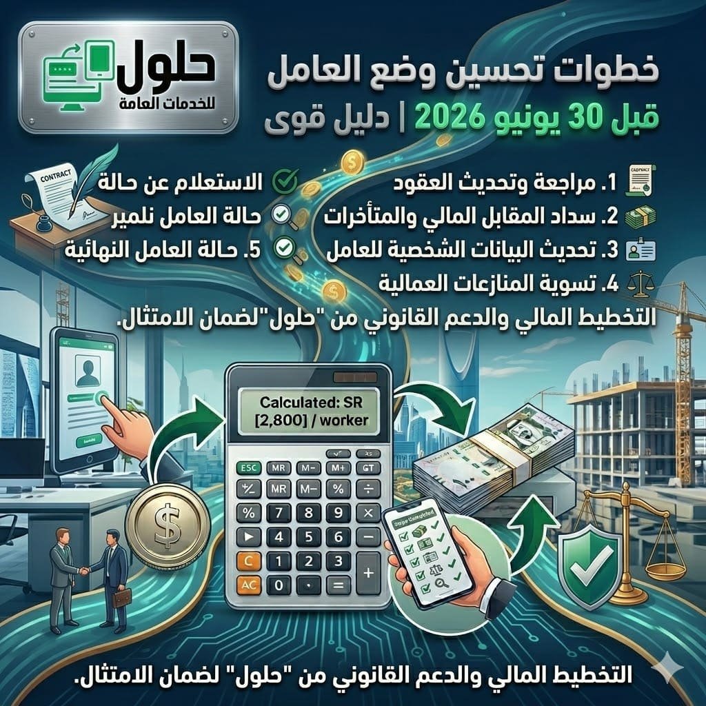 خطوات تصحيح وضع العامل قبل 30 يونيو 2026 عبر منصة قوى مكتب الخدمة المتجددة جدة