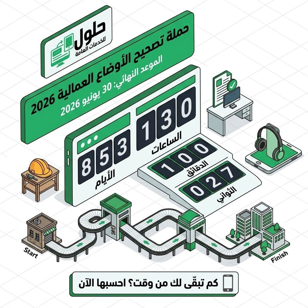 حاسبة العداد التنازلي لموعد انتهاء مهلة 30 يونيو 2026 لتصحيح أوضاع العمالة