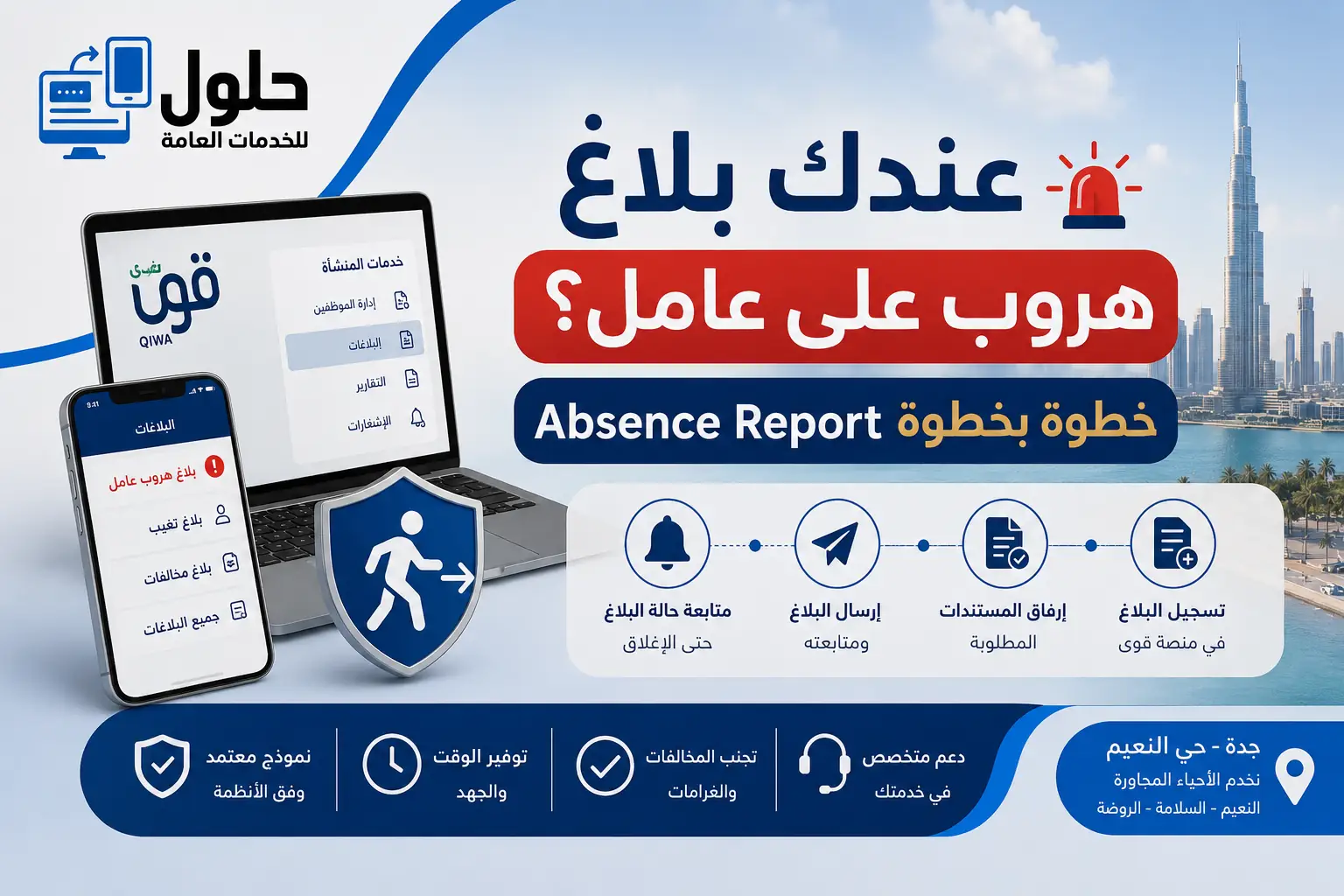 خطوات إلغاء بلاغ الهروب على عامل عبر أبشر قبل الغرامات في جدة