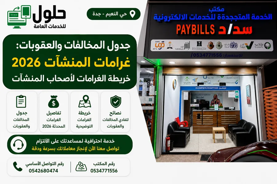 جدول غرامات المنشآت 2026 والمخالفات والعقوبات في السعودية - حلول للخدمات العامة