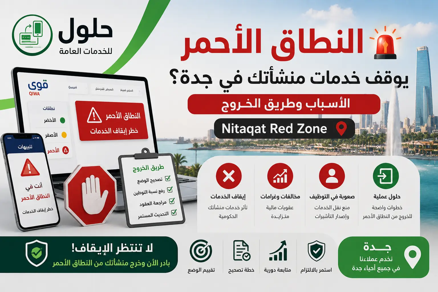  ماذا يحدث للمنشأة في النطاق الأحمر وكيف تخرج للنطاق الأخضر في جدة
