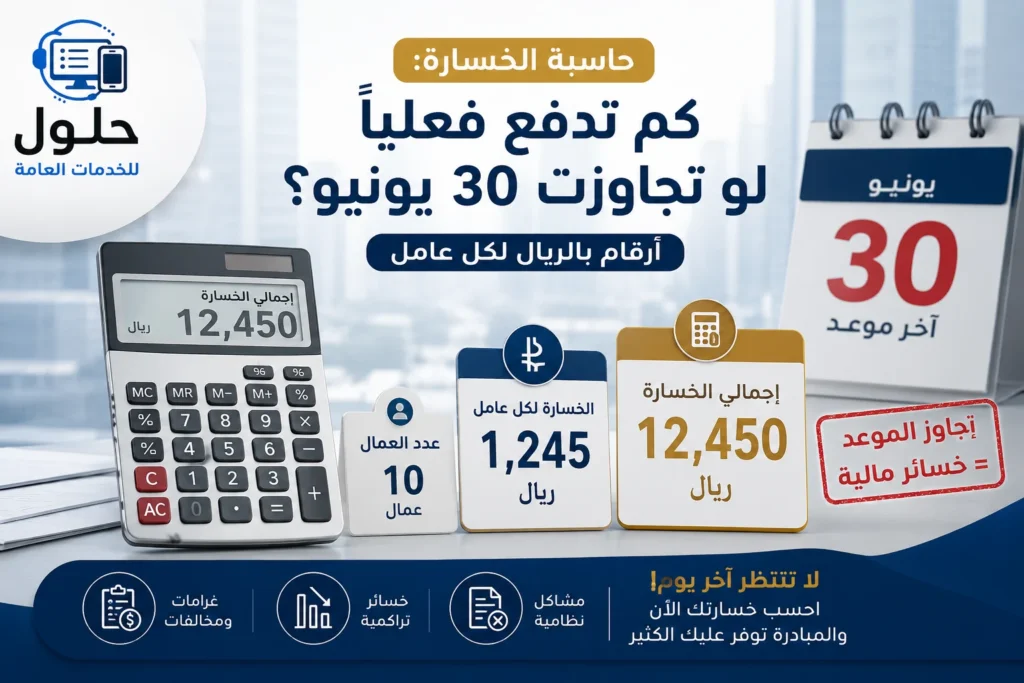 حاسبة تفاعلية تعرض تكلفة تجاوز مهلة 30 يونيو بالريال لكل عامل