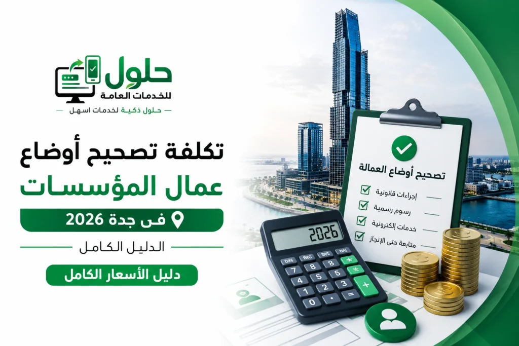 تكلفة تصحيح أوضاع العمالة في جدة 2026 ومكوّنات الرسوم في مكتب الخدمة المتجددة