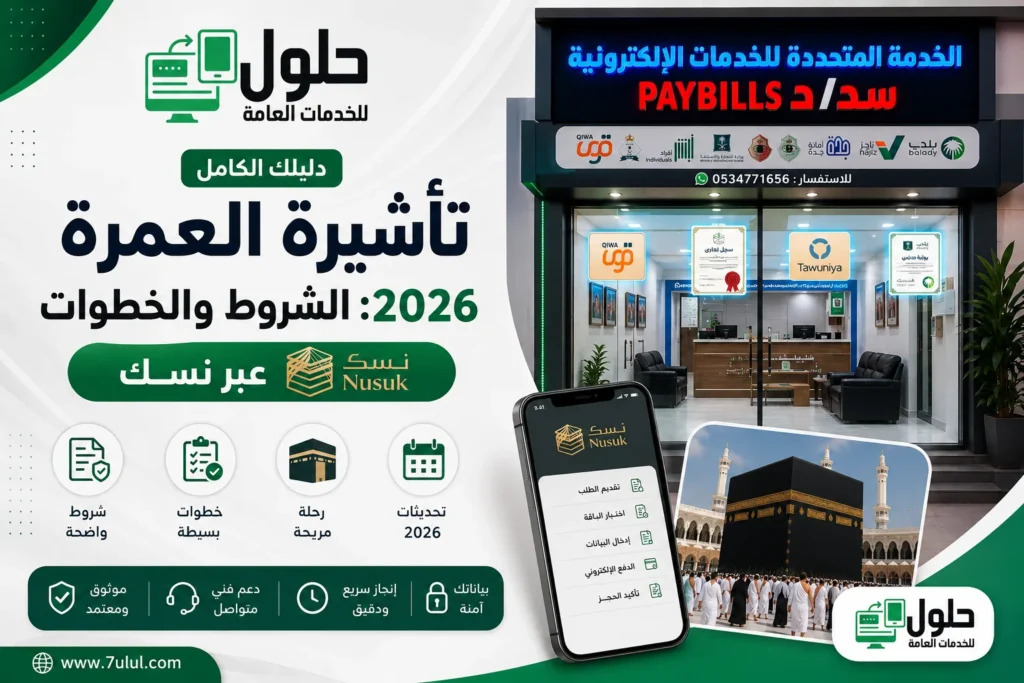 تأشيرة العمرة إلى المملكة العربية السعودية الدليل الشامل الشروط والخطوات عبر منصة نسك مكتب الخدمة المتجددة جدة