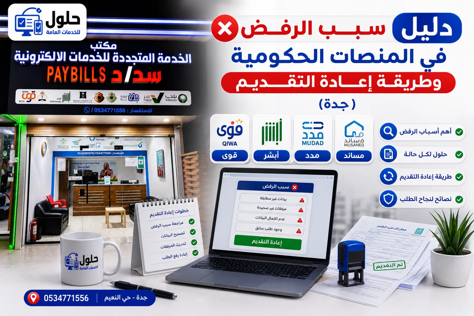 قاموس أسباب رفض المعاملات الحكومية في جدة وحلولها