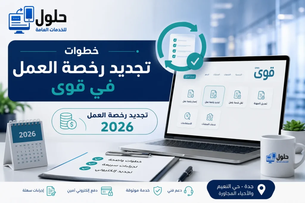 خطوات تجديد رخصة العمل في منصة قوى ورسوم تجديد رخصة العمل 2026 في السعودية