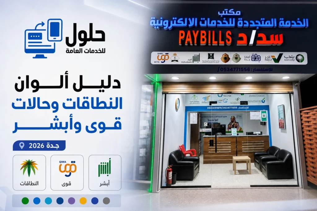معجم حالات قوى وأبشر بالألوان 2026 ومعاني النطاقات وحالة الإقامة والعامل في جدة
