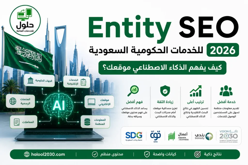 Entity SEO للخدمات الحكومية السعودية 2026 وكيف يجعل الذكاء الاصطناعي يفهم موقعك