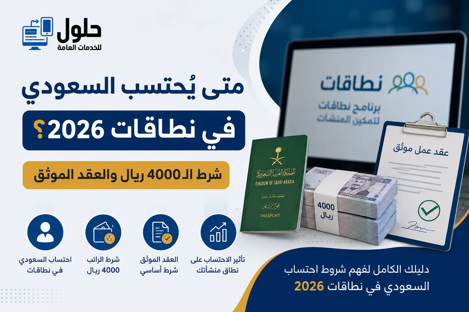 شروط احتساب السعودي في نطاقات 2026 والراتب 4000 ريال والعقد الموثّق في قوى بجدة