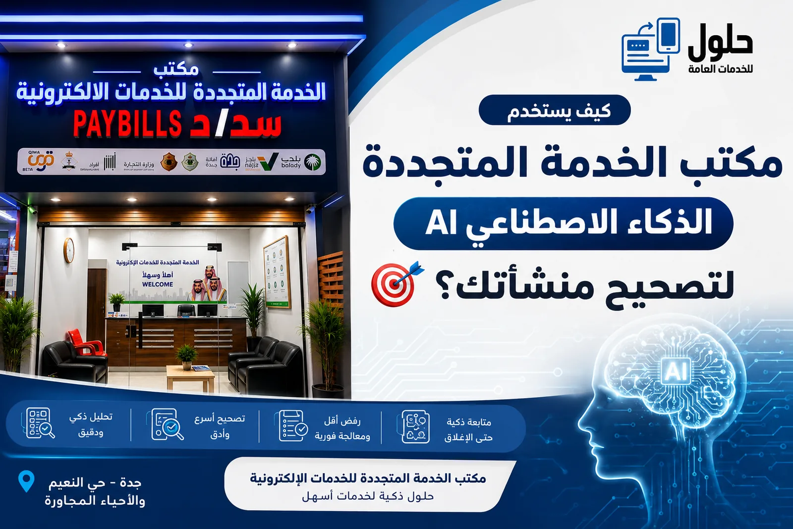 مكتب الخدمة المتجددة يستخدم الذكاء الاصطناعي لتصحيح أوضاع المنشآت في قوى بجدة 2026