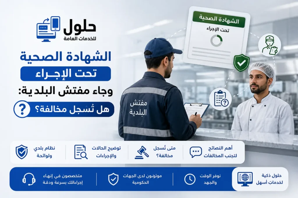 الشهادة الصحية تحت الإجراء ومفتش البلدية وهل تُسجل مخالفة على المنشأة