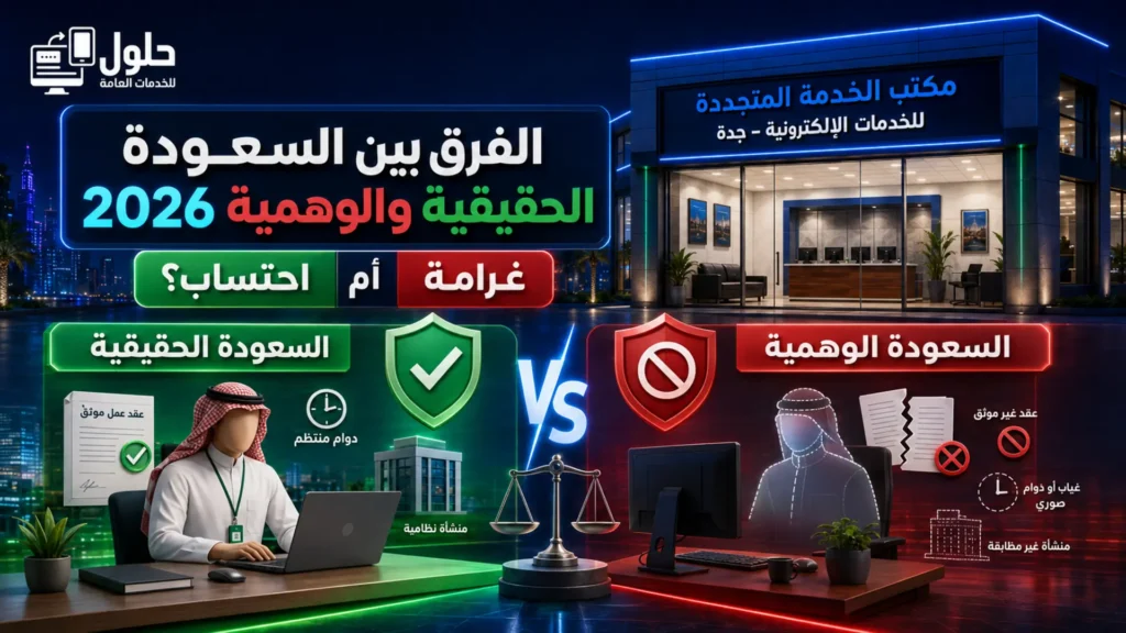 الفرق بين السعودة الحقيقية والوهمية 2026 واحتساب الموظف السعودي
