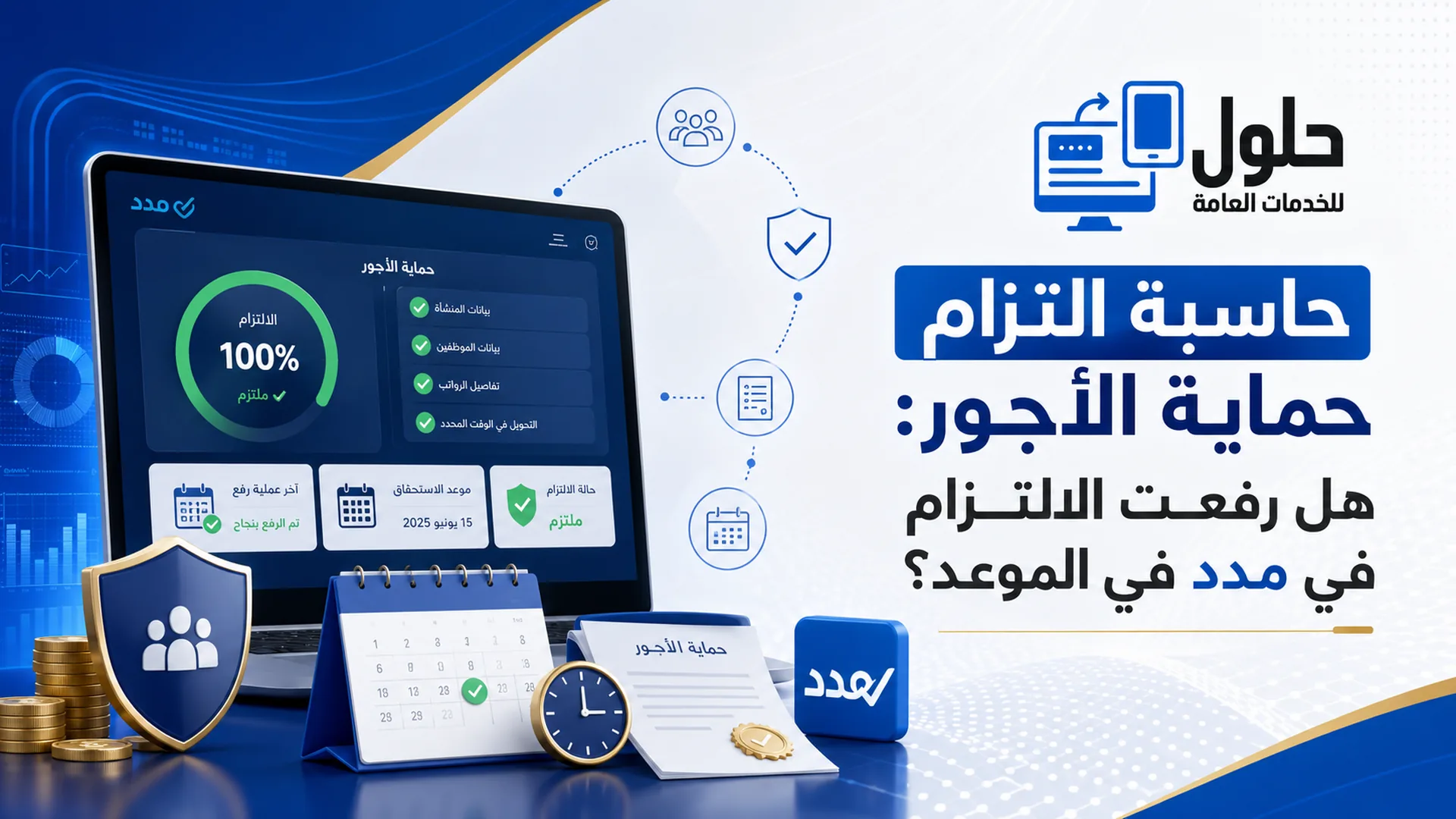 حاسبة التزام حماية الأجور في منصة مدد لمعرفة موعد رفع ملفات الأجور ونسبة الالتزام 2026