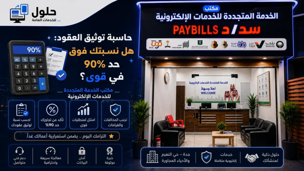 حاسبة توثيق العقود في قوى وحساب نسبة 90 بالمئة