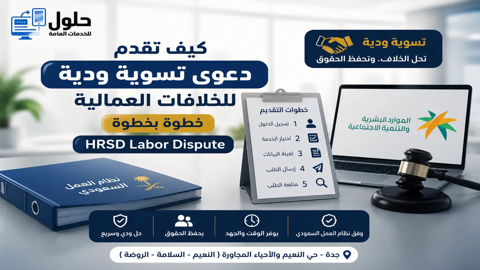 خطوات تقديم دعوى تسوية ودية للخلافات العمالية عبر بوابة الموارد البشرية جدة