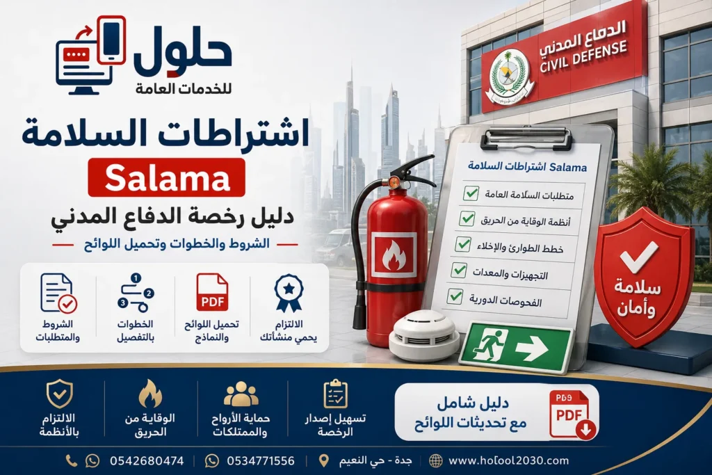 اشتراطات السلامة ورخصة الدفاع المدني عبر بوابة سلامة 2026 لأصحاب المنشآت في السعودية — دليل جدة