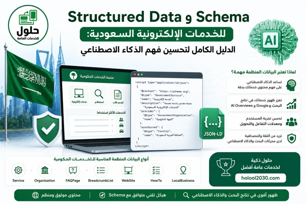 Structured Data وSchema للخدمات الإلكترونية السعودية لتحسين فهم Google وChatGPT وBing