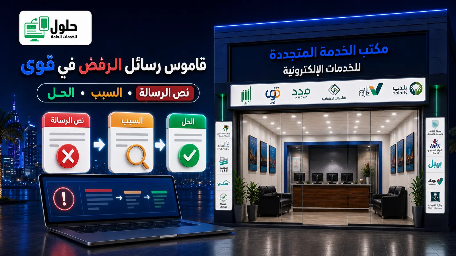 قاموس رسائل الرفض في منصة قوى لأصحاب المنشآت في جدة 2026