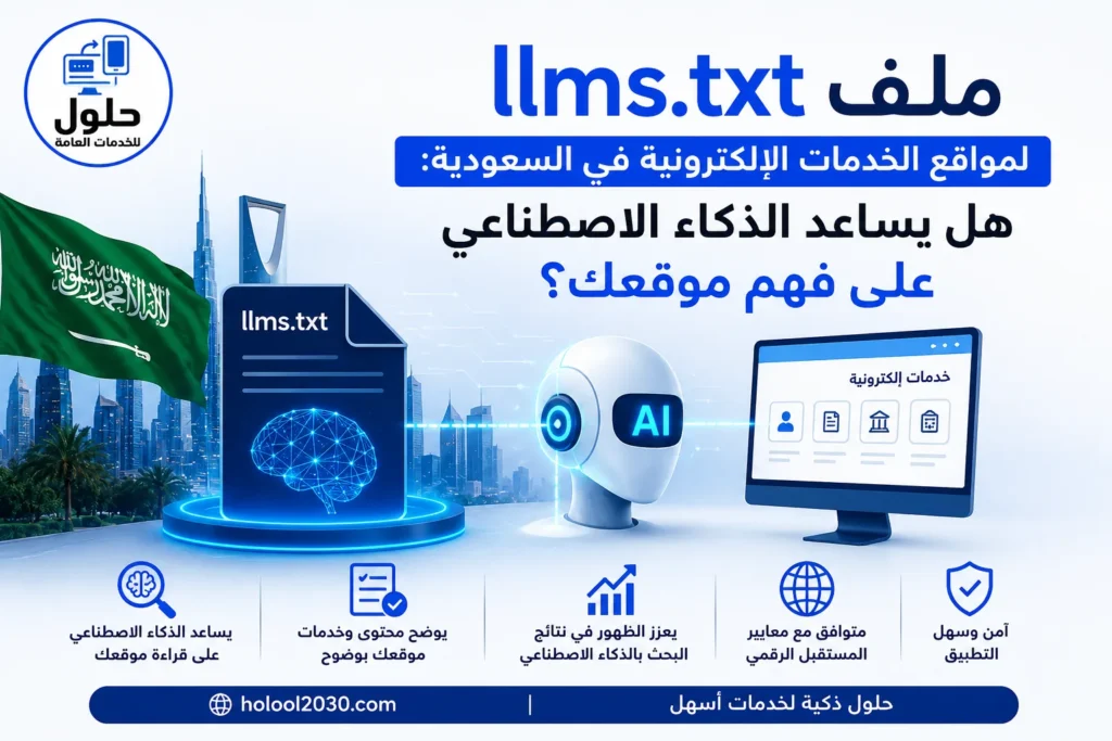 شرح ملف llms.txt لمواقع الخدمات الإلكترونية في السعودية وتحسين فهم الذكاء الاصطناعي للموقع