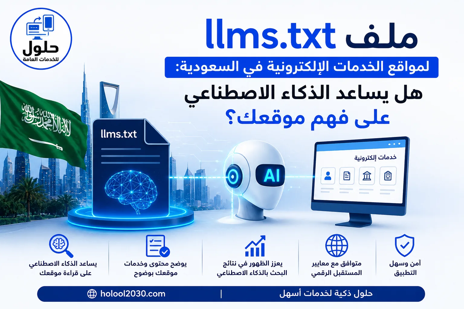 شرح ملف llms.txt لمواقع الخدمات الإلكترونية في السعودية وتحسين فهم الذكاء الاصطناعي للموقع