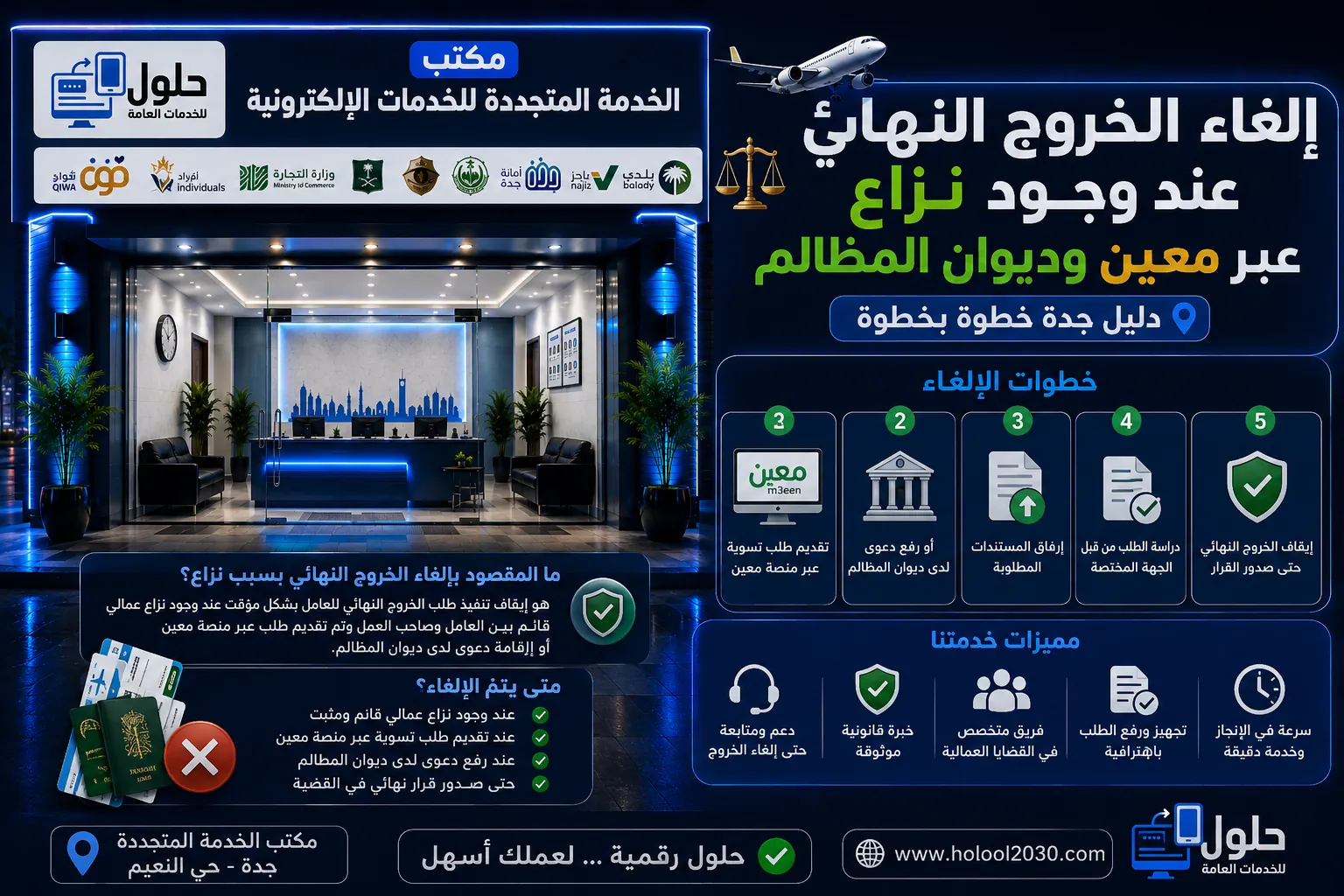 إلغاء الخروج النهائي عبر معين وديوان المظالم ودليل الإجراءات في جدة