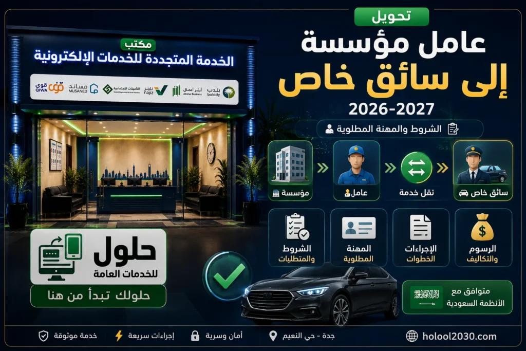 تحويل عامل مؤسسة إلى سائق خاص 2026-2027 وشروط نقل الخدمة في جدة