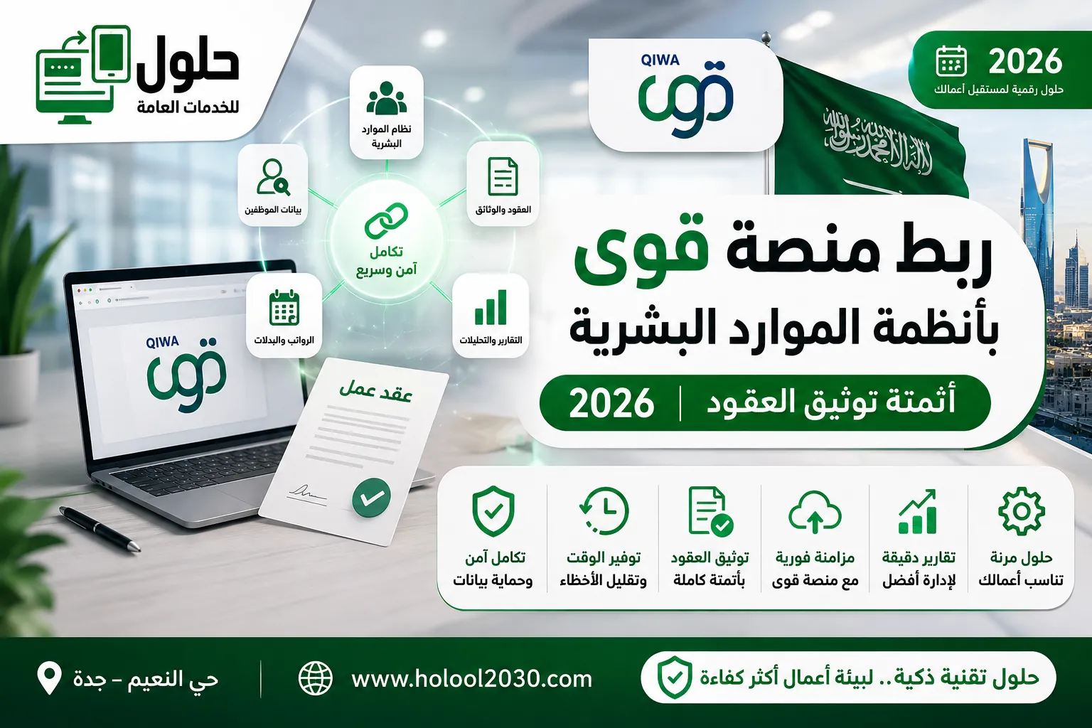 ربط منصة قوى بأنظمة الموارد البشرية 2026 وأتمتة توثيق العقود