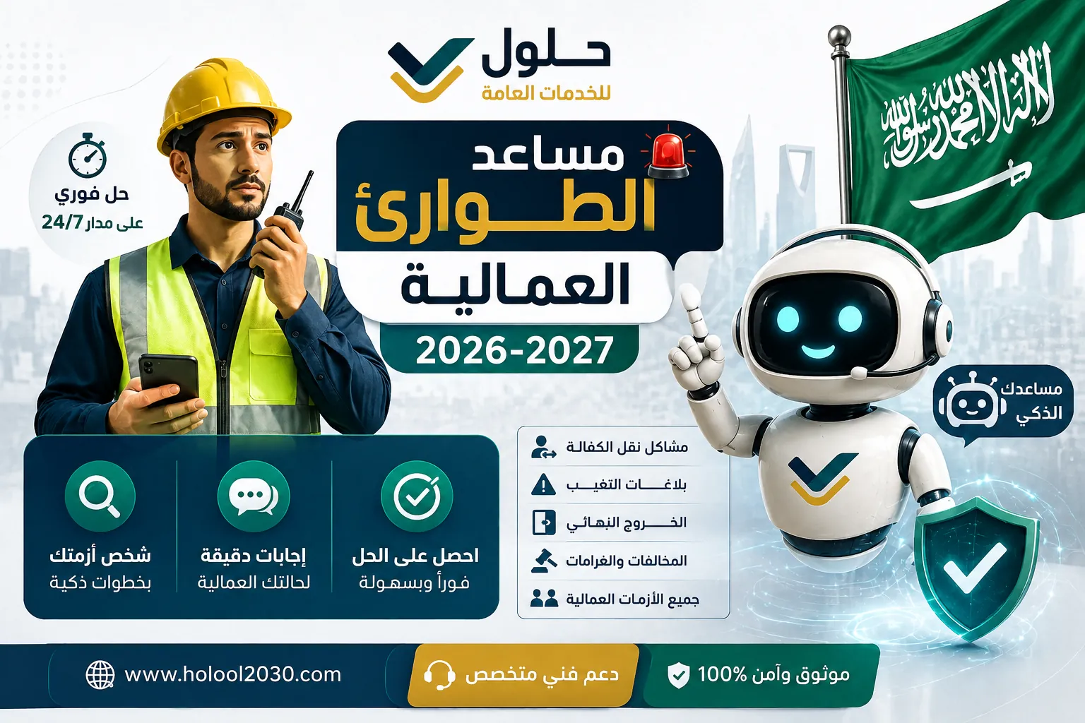 مساعد الطوارئ العمالية لتشخيص مشاكل العامل في السعودية 2026-2027