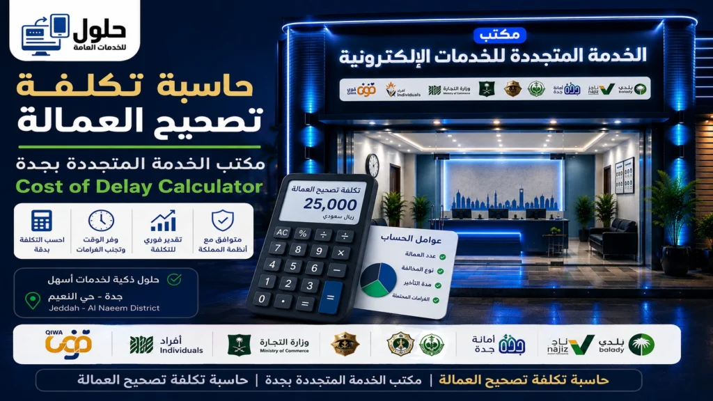 حاسبة تكلفة تصحيح العمالة في السعودية 2026-2027 - مكتب الخدمة المتجددة بجدة