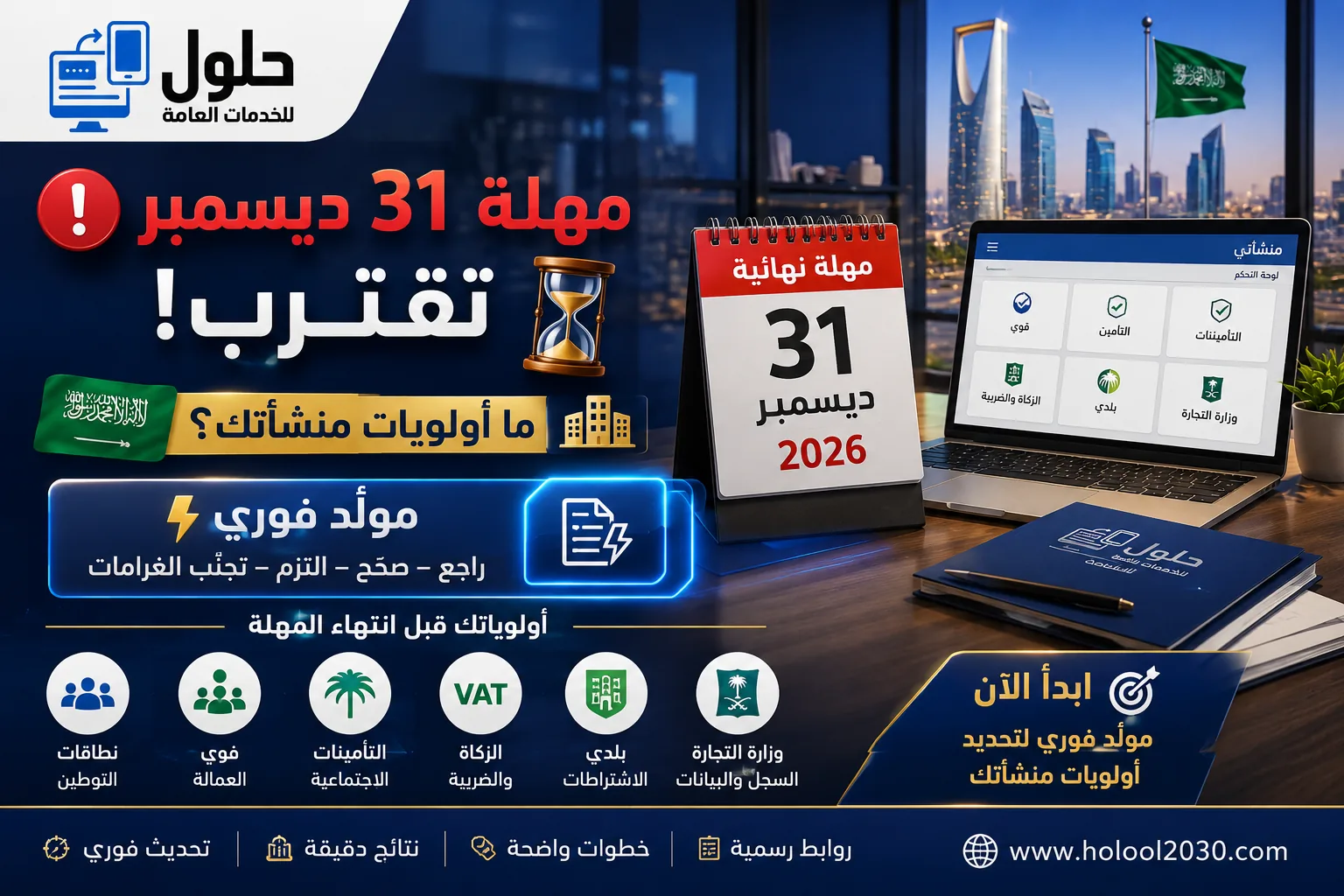 مهلة 31 ديسمبر للمنشآت 2026 ومولد أولويات المنشأة قبل انتهاء المهلة