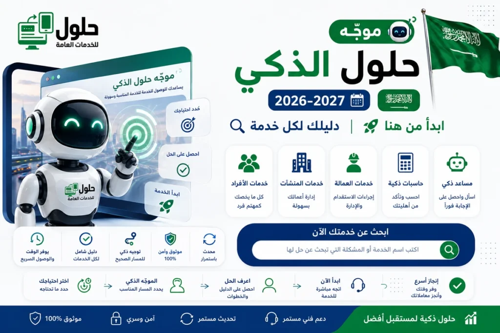 موجّه حلول الذكي 2026-2027 للخدمات الإلكترونية في السعودية