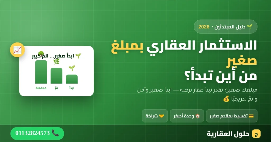 الاستثمار العقاري بمبلغ صغير في مصر — من أين تبدأ وكيف تنمّي استثمارك، من حلول العقارية